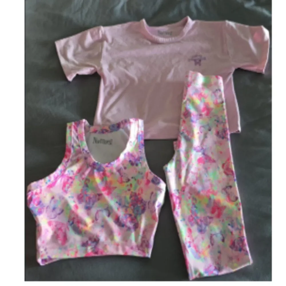 Nutmeg Girls Activewear‎/Gym Set + Cover Top & Bike Shorts - Size 5